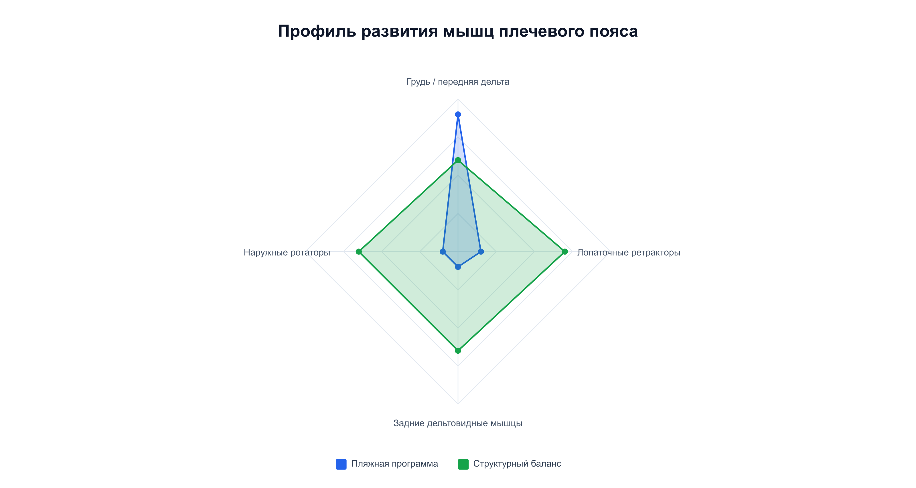 Структурный баланс мышц плеча: пляжная программа против сбалансированной по 4 зонам развития