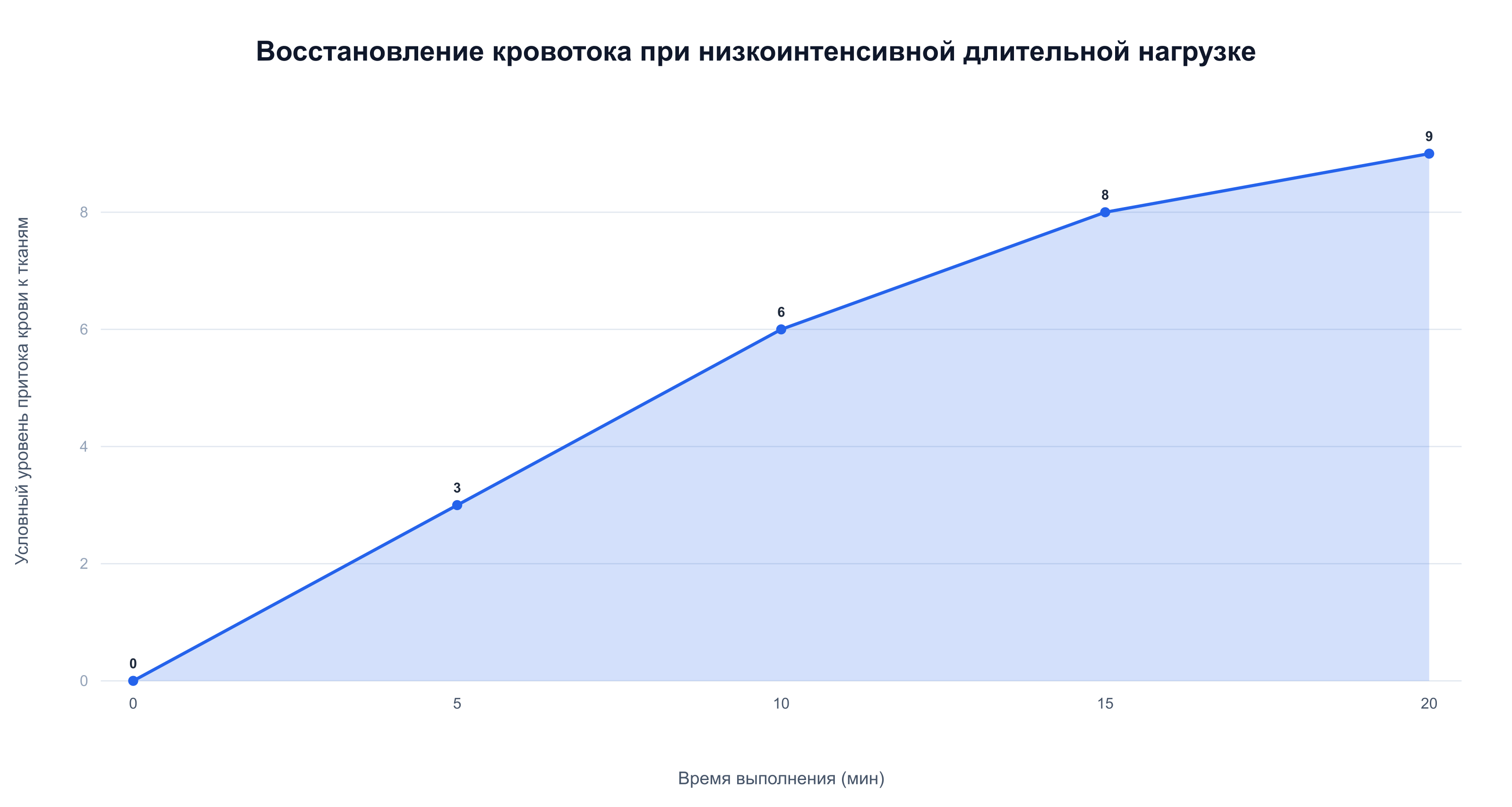 Постепенный рост притока крови к тканям при длительной низкоинтенсивной нагрузке вроде езды на велосипеде
